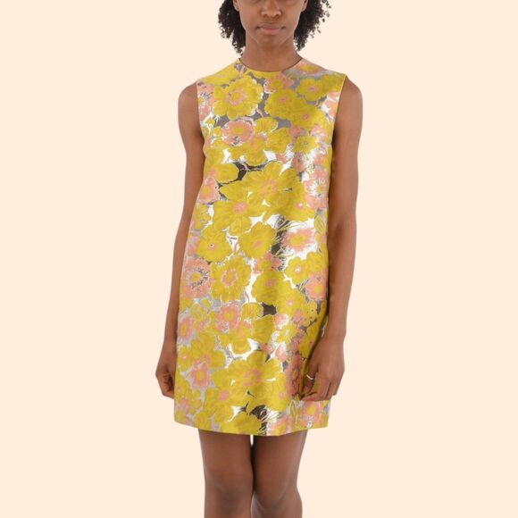 MSGM Floral Jetted Shift Mini Dress - Picture 1 of 8